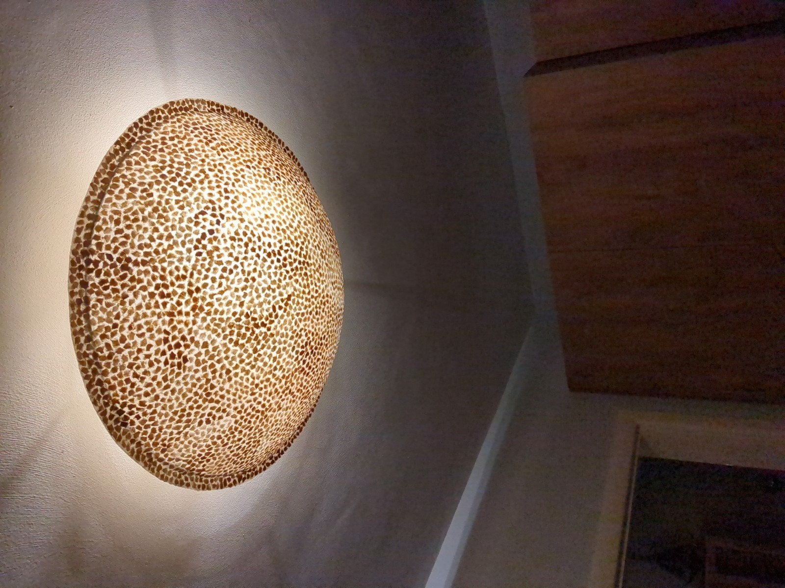 Unieke Schelpenlamp Wandlamp - Natuurlijke Sfeer, Ophalen, Bohemian, Overige merken, Natuurlijk materiaal