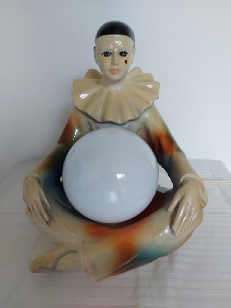 Vintage Pierrot tafellamp Regal Frankrijk keramiek glas, Huis en Inrichting, Lampen | Tafellampen, Minder dan 50 cm, Ophalen of Verzenden