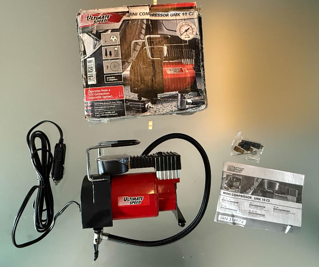 Ultimate Speed minicompressor 12V, Doe-het-zelf en Verbouw, Compressors, 6 tot 10 bar, Nieuw, Ophalen of Verzenden, Minder dan 200 liter/min