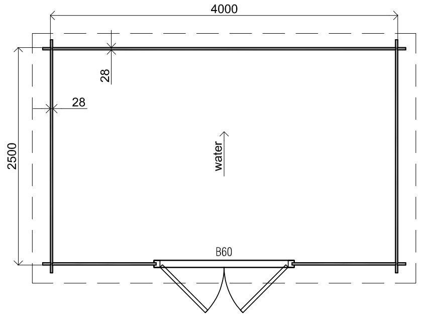 Fonteyn Basicline Tuinhuis Lelie 400x250cm  - Keteldruk, 200 tot 400 cm, Blokhut, Nieuw, Zonder ramen