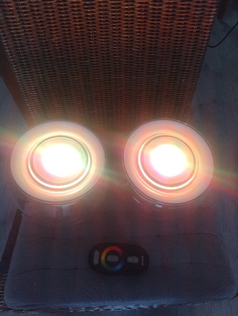 set van 2 Philips Living colors lampen incl AB, Gen 1, Ophalen of Verzenden, Gebruikt, Kunststof, Minder dan 50 cm