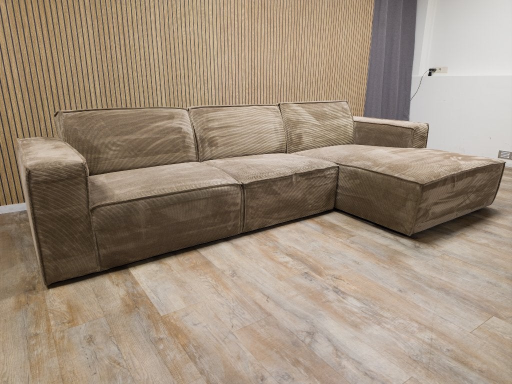 Z.G.A.N Taupe Bruin RIBSTOF Hoekbank, Huis en Inrichting, Info@banxtel.nl, 3194DC, Hoekbank, Ophalen of Verzenden