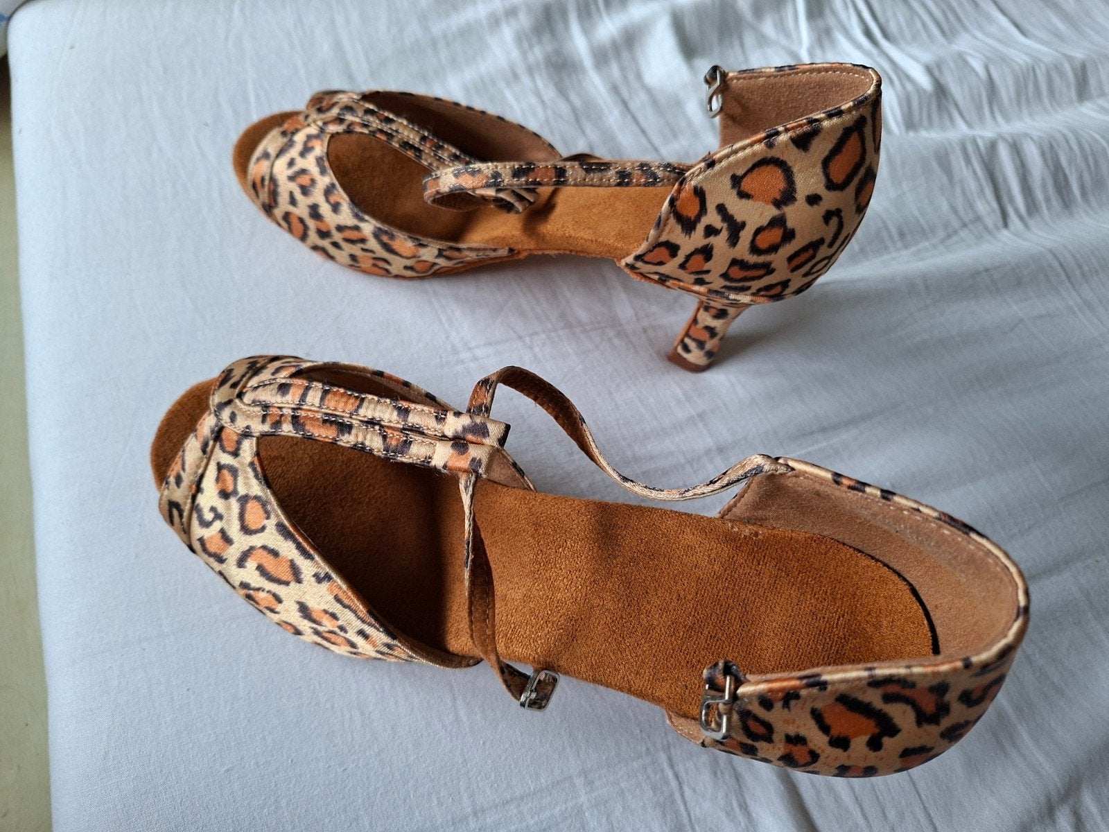 Leopardprint Dansschoenen met Hak - Maat 39/40, Ophalen of Verzenden, Gedragen, Bruin, Dansschoenen