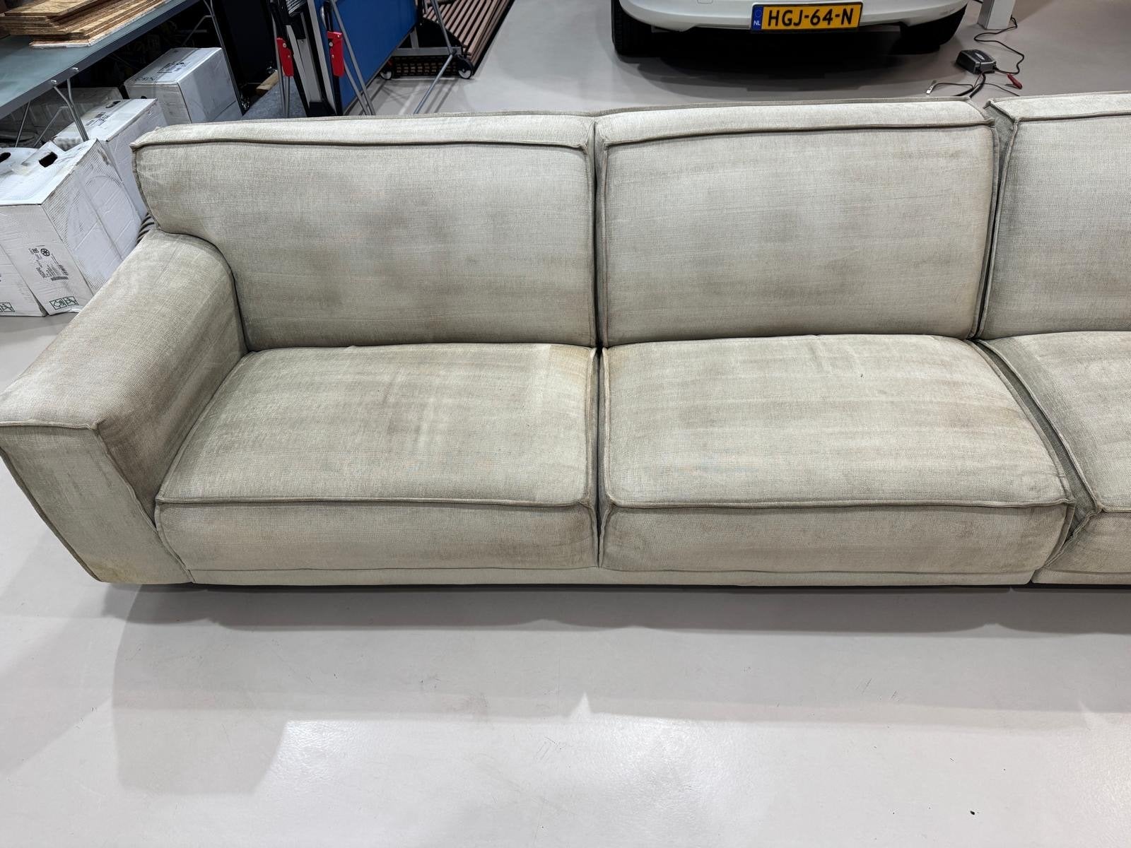 Luxe Olijfgroene Elementenbank - Professioneel Gereinigd, Gebruikt, 100 tot 125 cm, Hoekbank, 300 cm of meer