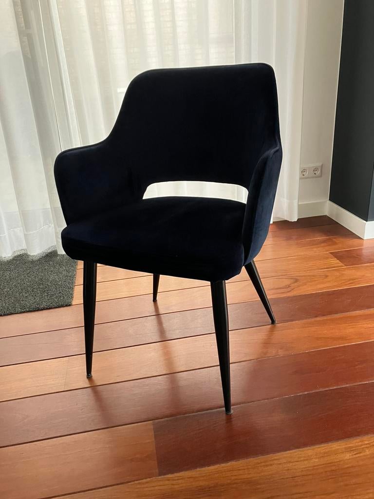 Donkerblauwe eettafel stoelen, Ophalen, Blauw, Zie foto's, Zo goed als nieuw