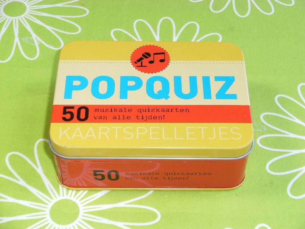 Popquiz - 50 muzikale quizkaarten van alle tijden, Vijf spelers of meer, Ophalen of Verzenden, Zo goed als nieuw
