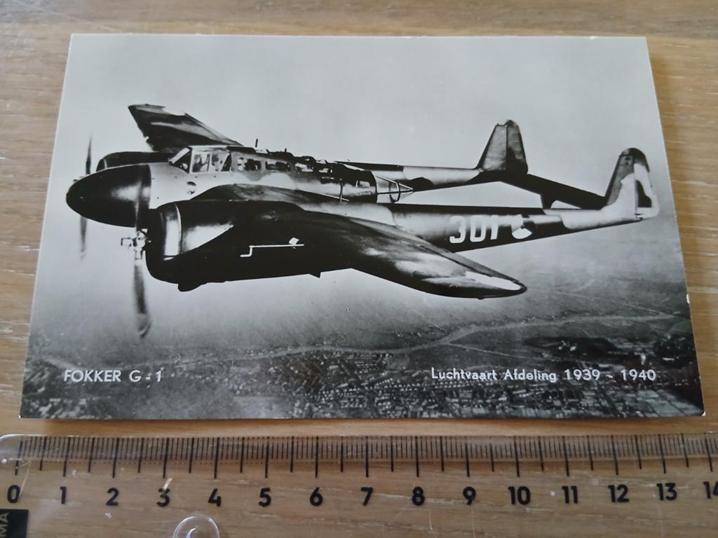 Fokker G.1 Nederlands jacht vliegtuig WO2 Kaart Luchtvaart, Verzamelen, Ophalen of Verzenden, Zo goed als nieuw, Kaart, Foto of Prent