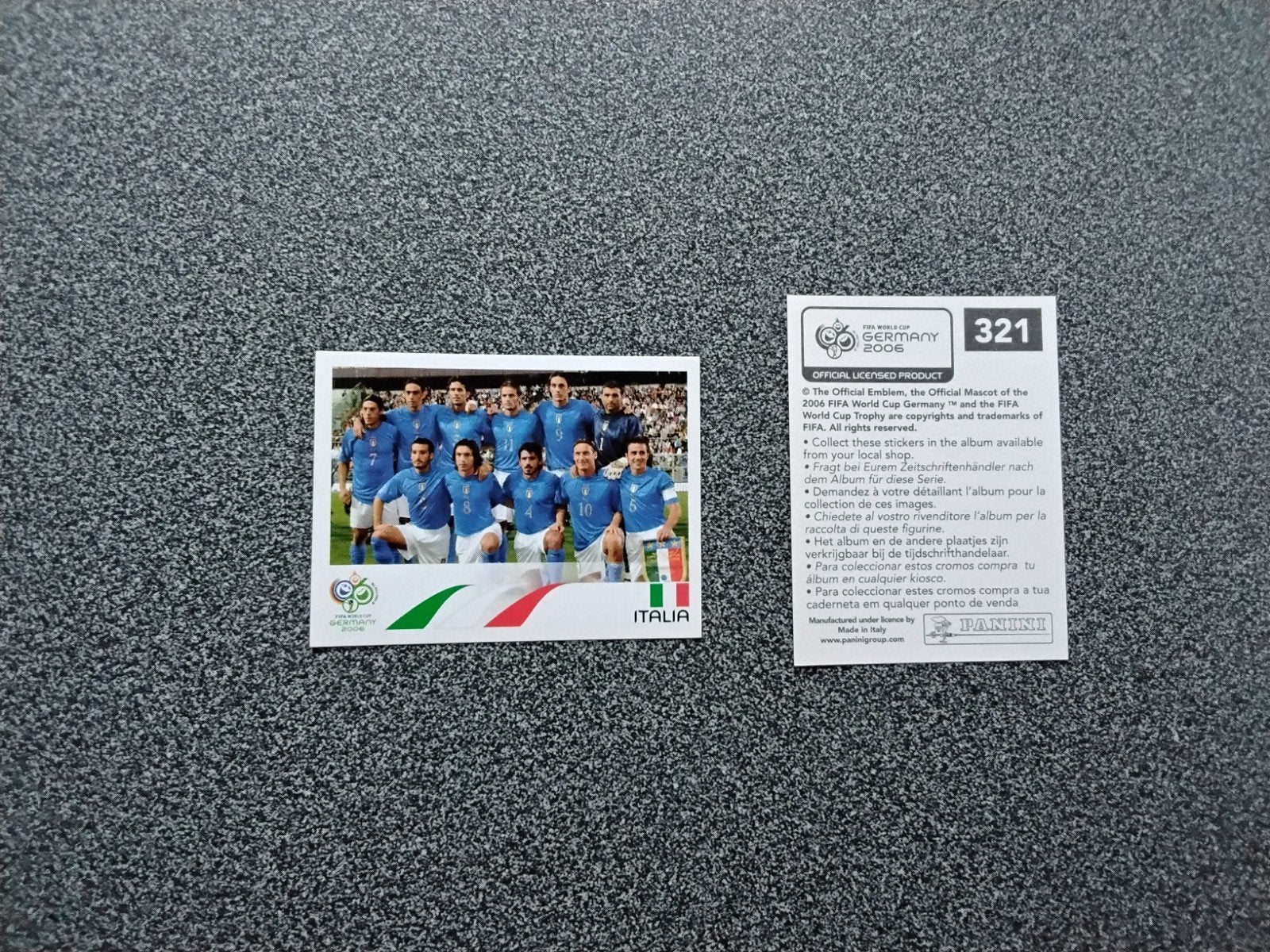 Panini WK 2006 Italië Teamfoto Sticker #321, Ophalen of Verzenden, Zo goed als nieuw, Poster, Plaatje of Sticker