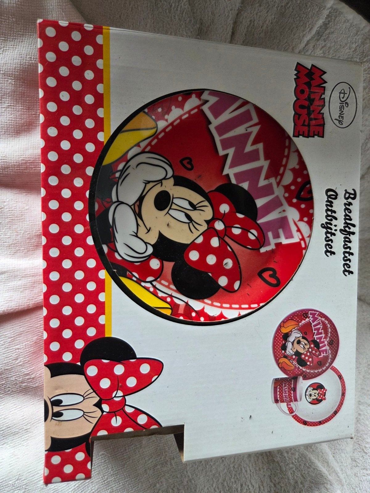 Minnie Mouse Ontbijtset: 2 Borden en Beker, Ophalen of Verzenden, Nieuw, Overige merken, Compleet servies