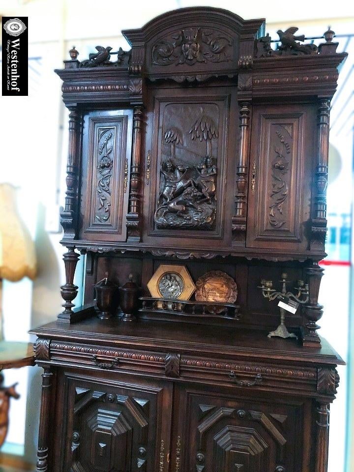 Antiek Franse Henri II kast - buffetkast - jachtkast hout, Ophalen