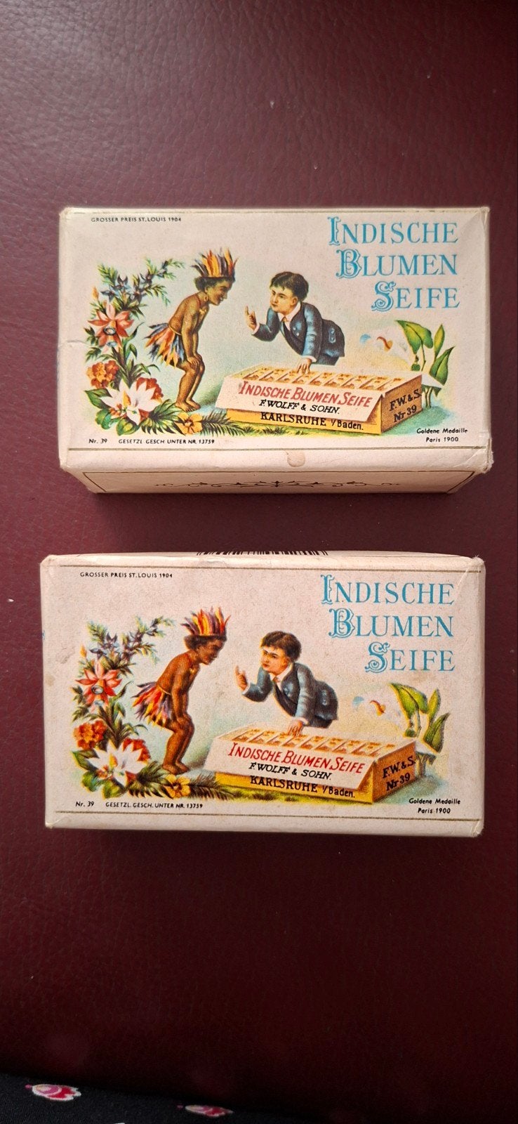 2 Doosjes Indische Blumen Seife Wolff & Sohn Karlsruhe (oud), Verzamelen, Ophalen of Verzenden