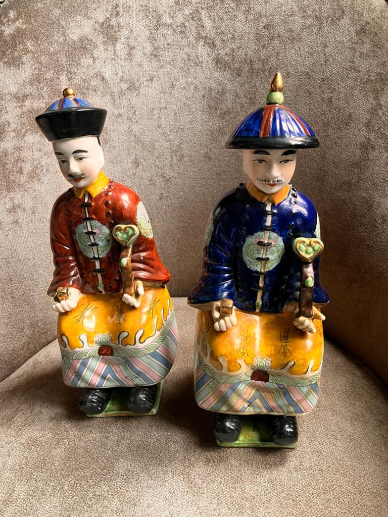 Twee beeldjes, Chinese keizer, Antiek en Kunst, Ophalen of Verzenden
