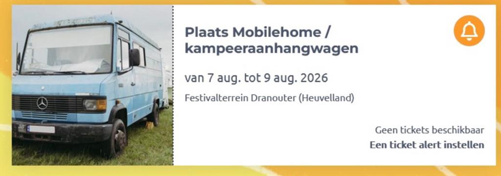Te koop gevraagd: Dranouter plaats mobilhome ticket, Tickets en Kaartjes, Eén persoon, Meerdaags