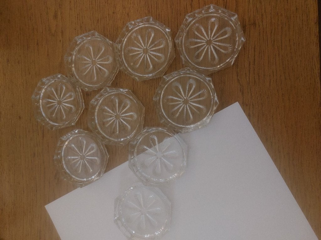 Glazen onderzetters van kristal in perfecte staat., Ophalen of Verzenden, Zo goed als nieuw, Glas of Kopje