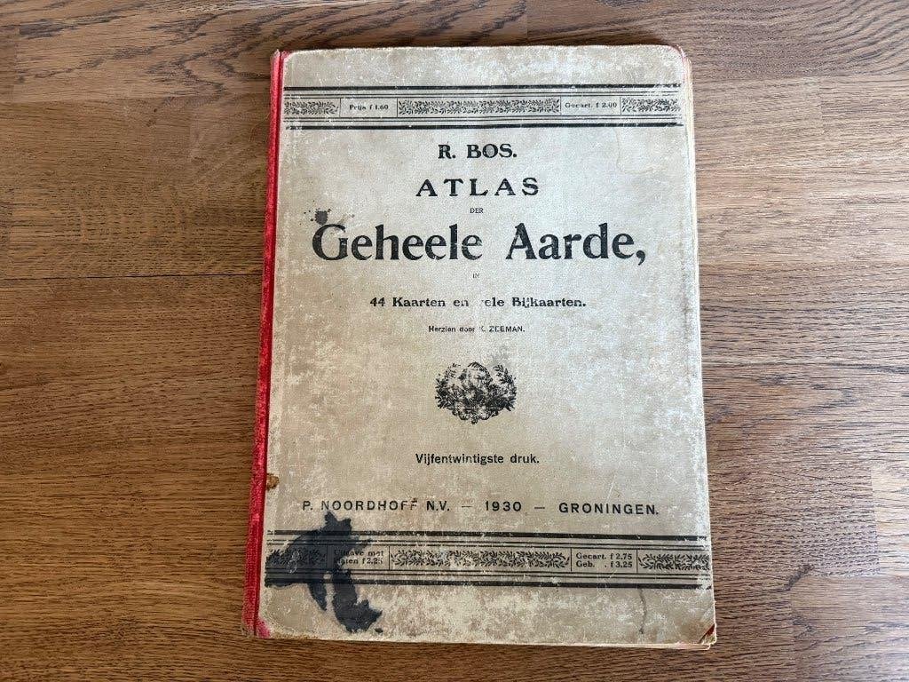 R. Bos Atlas der Geheele Aarde 25e druk 1933, Boeken, Bosatlas, 1800 tot 2000, Wereld, Ophalen