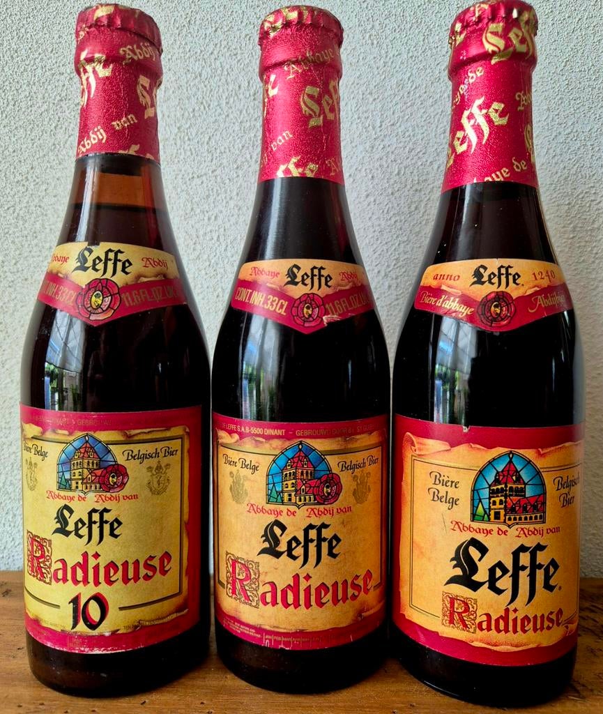 3x Fles ABDIJ LEFFE RADIEUSE bier 1984+1988+1995 België, Ophalen of Verzenden, Zo goed als nieuw, Flesje(s), Leffe