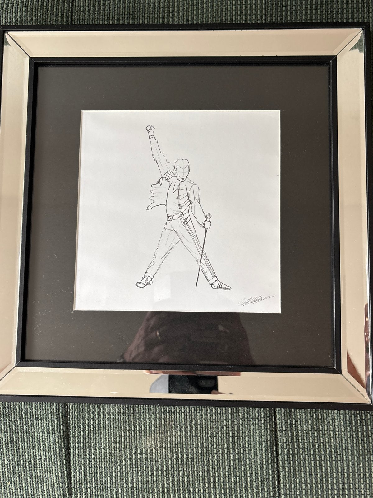 Freddie Mercury Schets - Ingelijst, Ophalen of Verzenden, Print, Potloodtekening, Gesigneerd