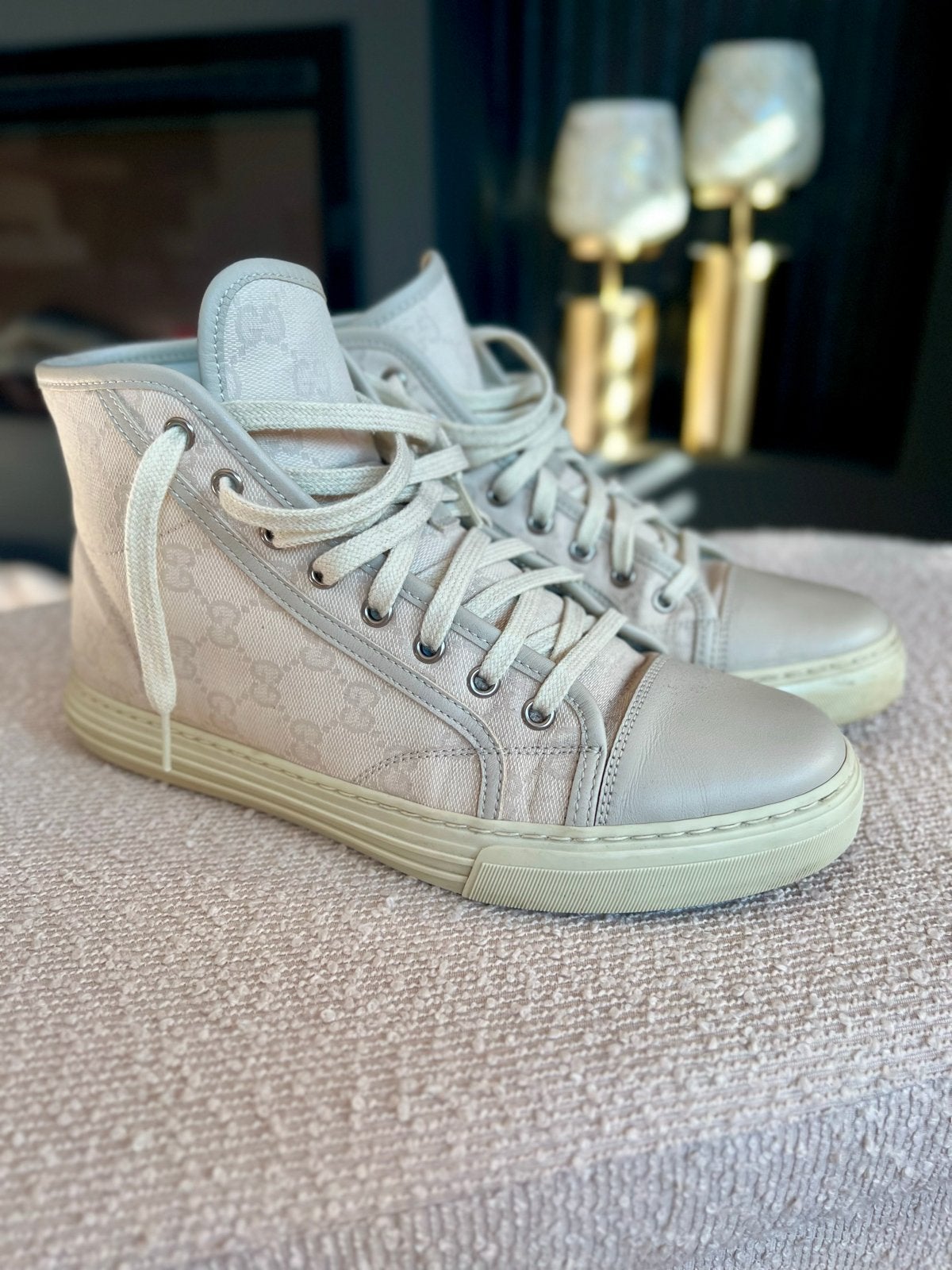 Gucci Heren Sneakers Maat 40.5 Beige, Ophalen, Gedragen, Overige kleuren, Sneakers of Gympen