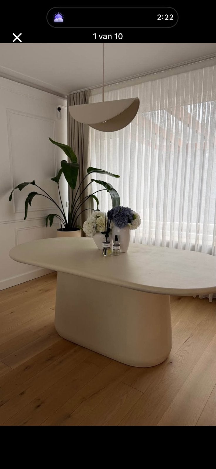 Handgemaakte betonnen eettafel 180 cm uniek & modern, Ophalen, Gebruikt, 50 tot 100 cm, Vijf personen of meer