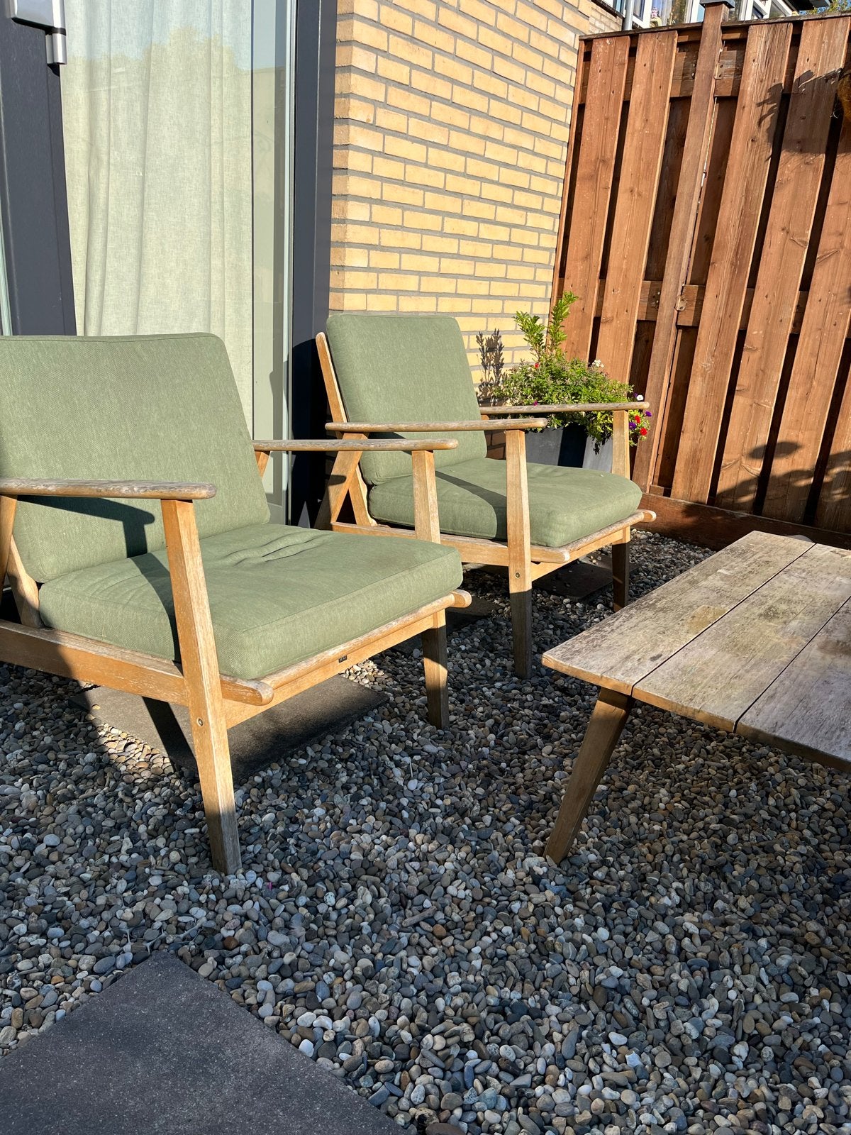 Intratuin tuinset met bank, 2 stoelen en tafel, Tuin en Terras, Ophalen, 4 zitplaatsen, Gebruikt, Hout