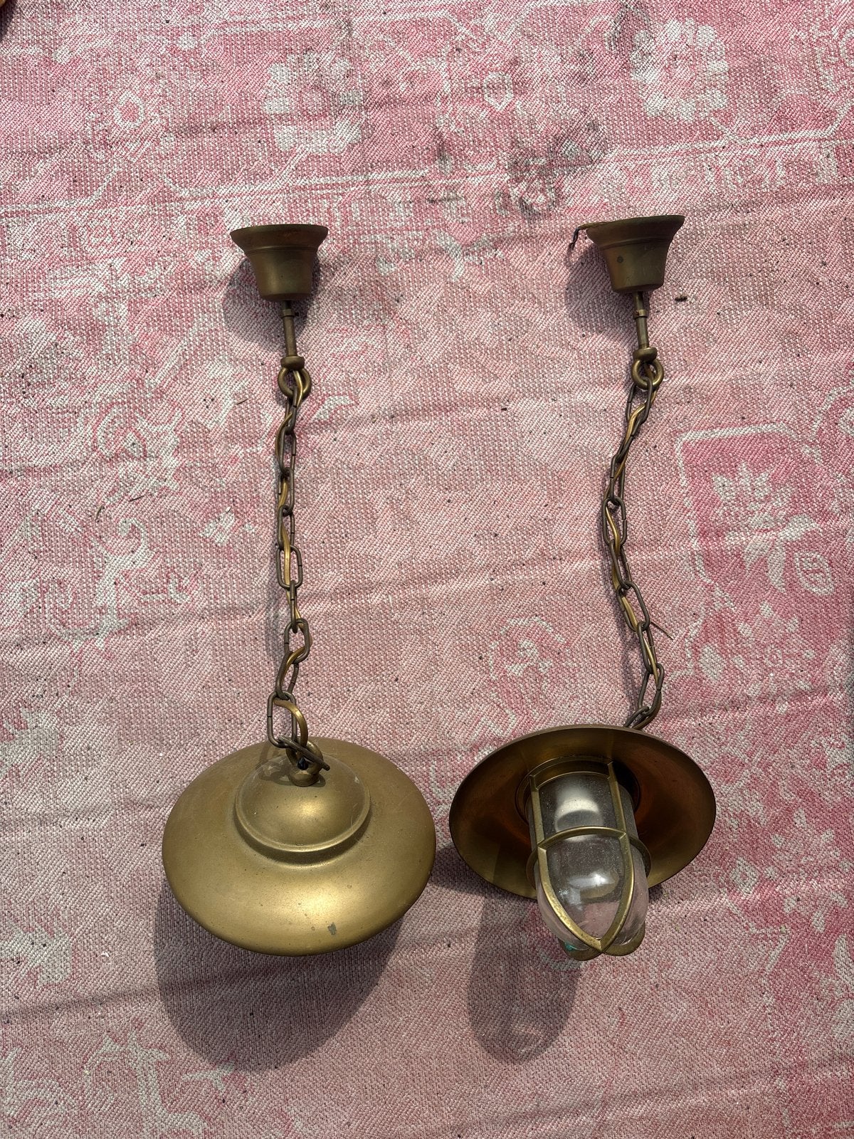 Set van 2 vintage messing scheepslampen, Ophalen