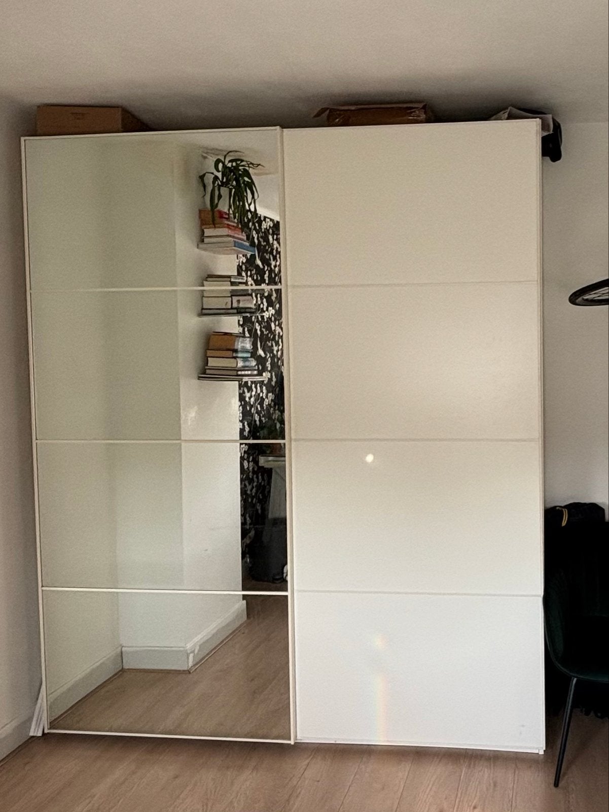 IKEA PAX Kledingkast met spiegeldeur en planken, Ophalen, Gebruikt, 200 cm of meer, 150 tot 200 cm