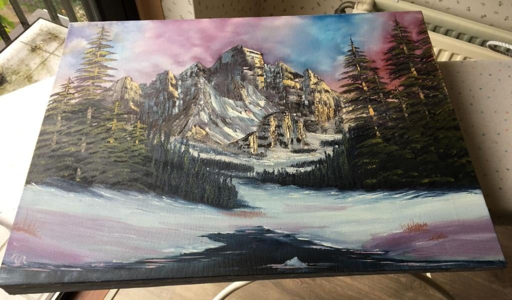 Mooi schilderij - Bob Ross stijl, Antiek en Kunst, Ophalen of Verzenden