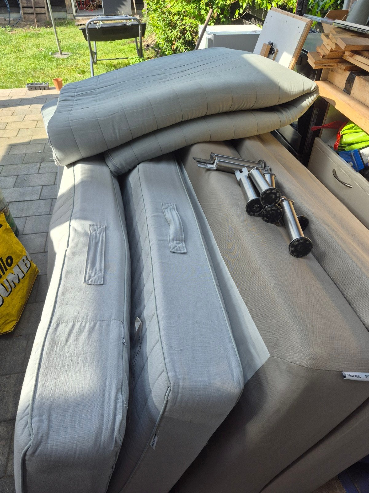 IKEA Engerdal Boxspring met poten, Gebruikt, Grijs, Modern, Functioneel, Tweepersoons