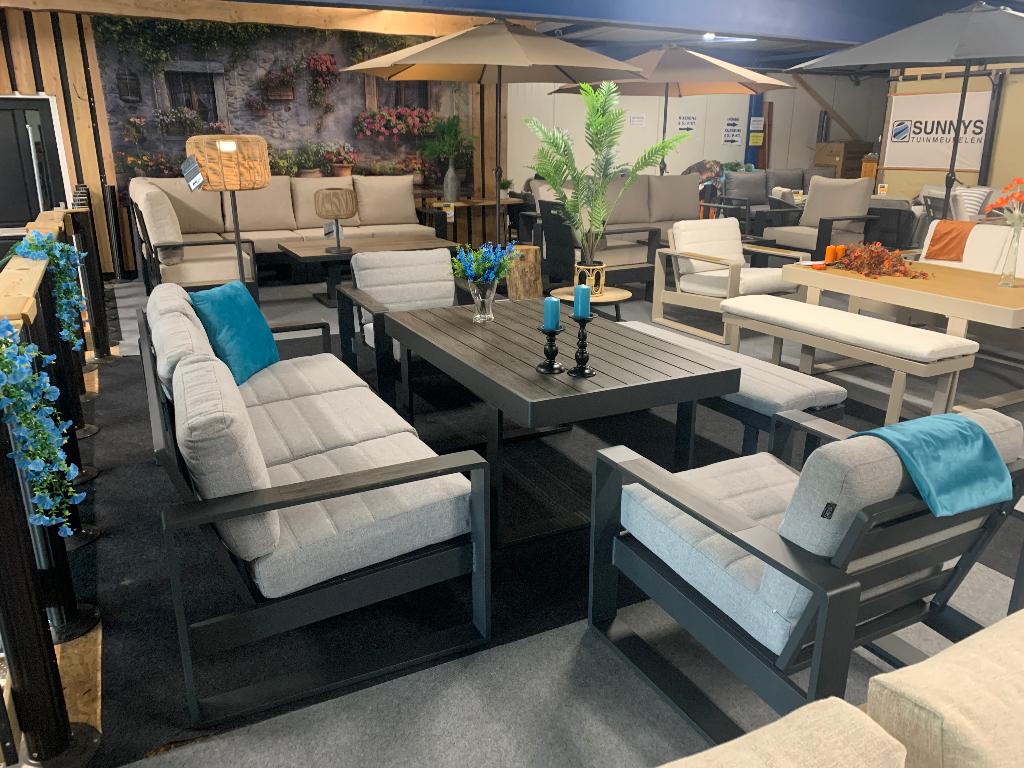 Lougeset Mauro, Tuin en Terras, Tuinsets en Loungesets, Nieuw, Loungeset, Aluminium, 7 zitplaatsen, Bank, Bijzettafel, Stoel, Ophalen