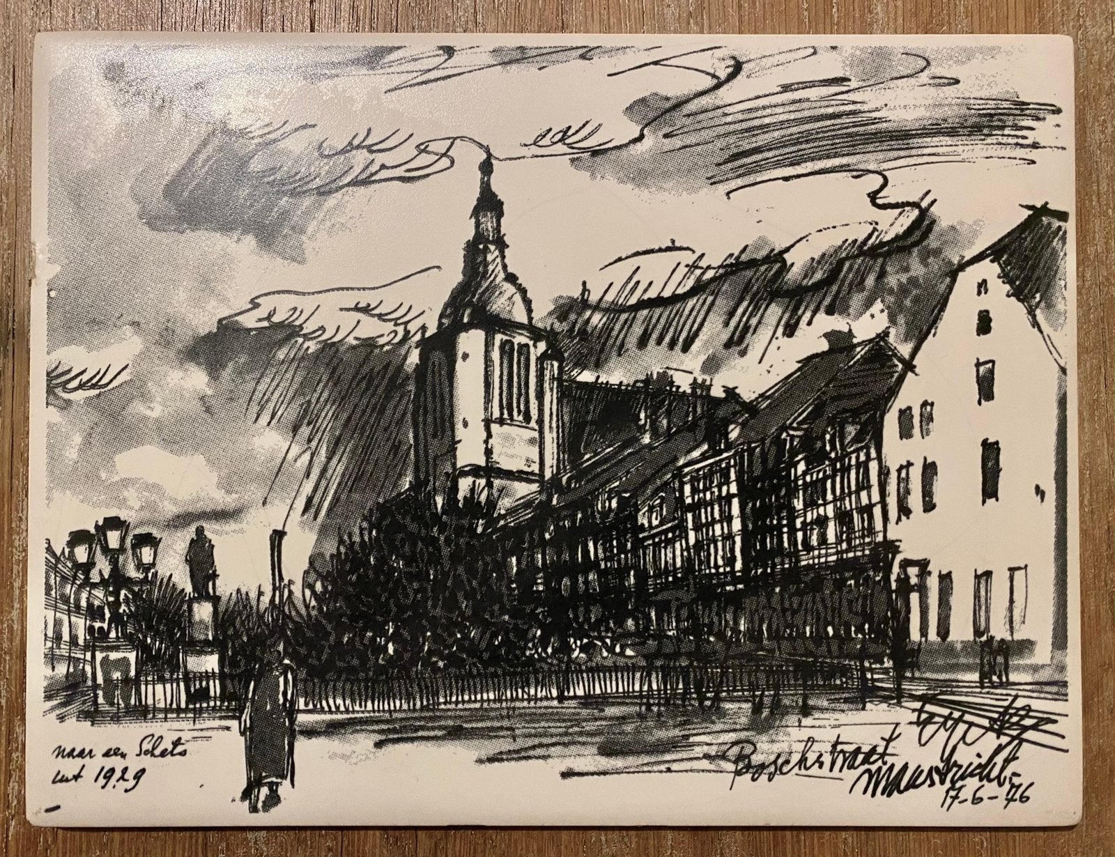 Tegel Charles Eyck Sphinx Boschstraat Maastricht 15x20 cm, Antiek en Kunst, Ophalen of Verzenden