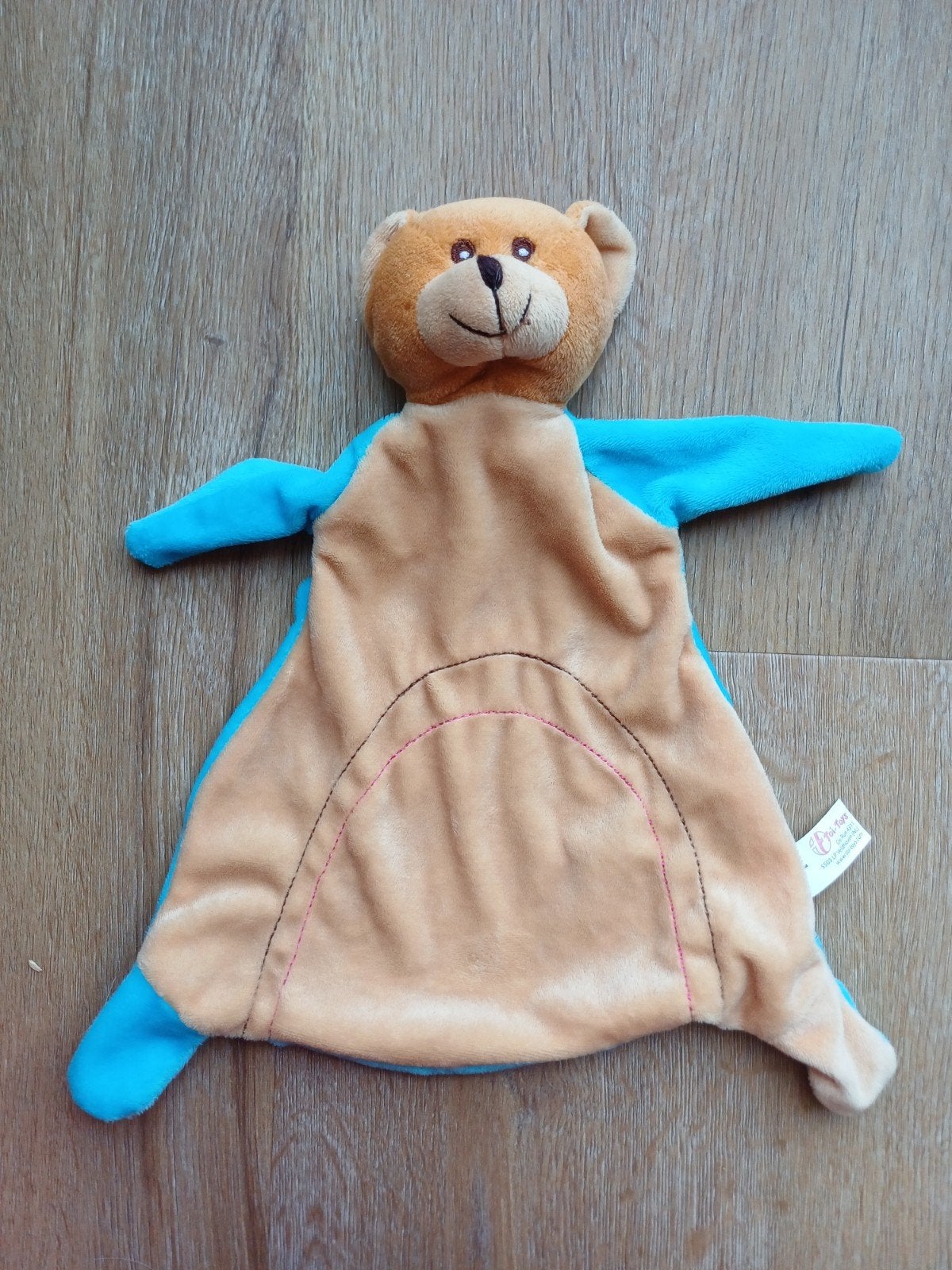 action toi toys beer knuffeldoekje beertje bruin blauw, Ophalen of Verzenden, Zo goed als nieuw, Beer