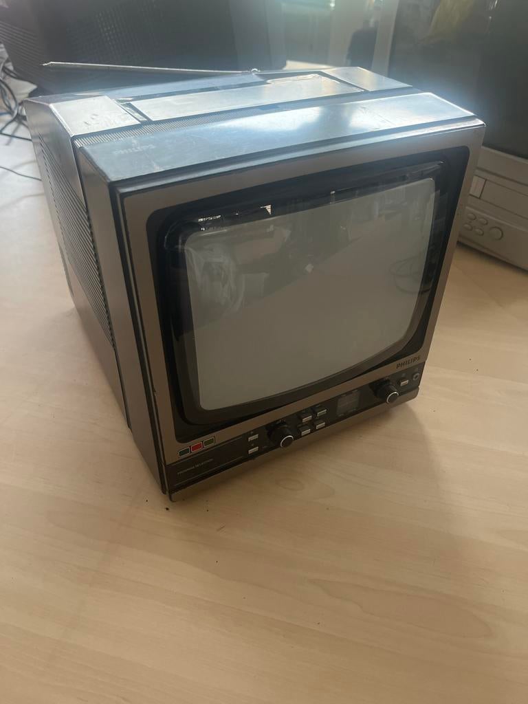 Draagbare Philips TV met radio - Retro design, Audio, Tv en Foto, Vintage Televisies, Ophalen, Gebruikt, Minder dan 40 cm, Philips