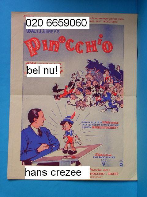 zoek oud promotie folder affiche Pinocchio Disney film 1940, Gelezen, Folder, Walt Disney, Ophalen of Verzenden