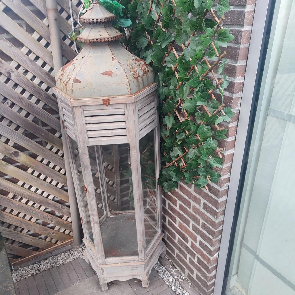 Vintage Marrakech houten lantaarn 160 cm, Ophalen, Gebruikt, Hout, 75 cm of meer