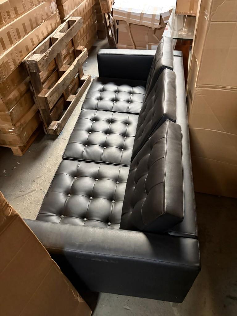 Knoll Bank 3-Zits Zwart Leer | Showroommodel, Ophalen, MeubelCasa, 150 tot 200 cm, Driepersoons