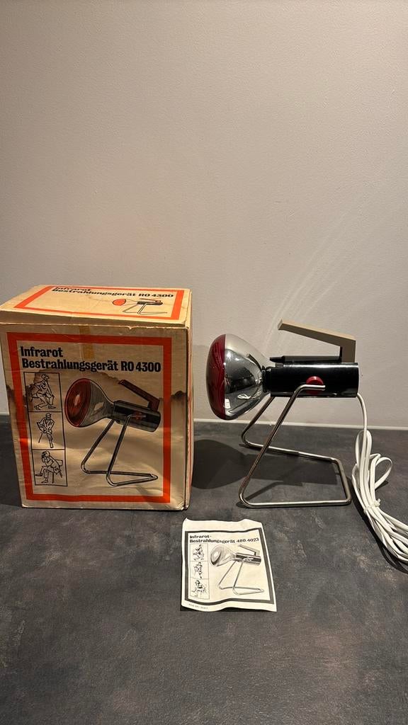 Philips warmtelamp infrarood met extra lamp - vintage, Ophalen of Verzenden, Zo goed als nieuw, Zwart
