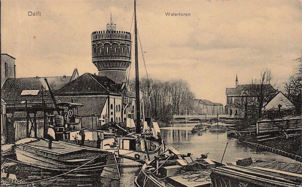 AM012 Delft watertoren 1911, Verzenden, Voor 1920, Gelopen, Zuid-Holland
