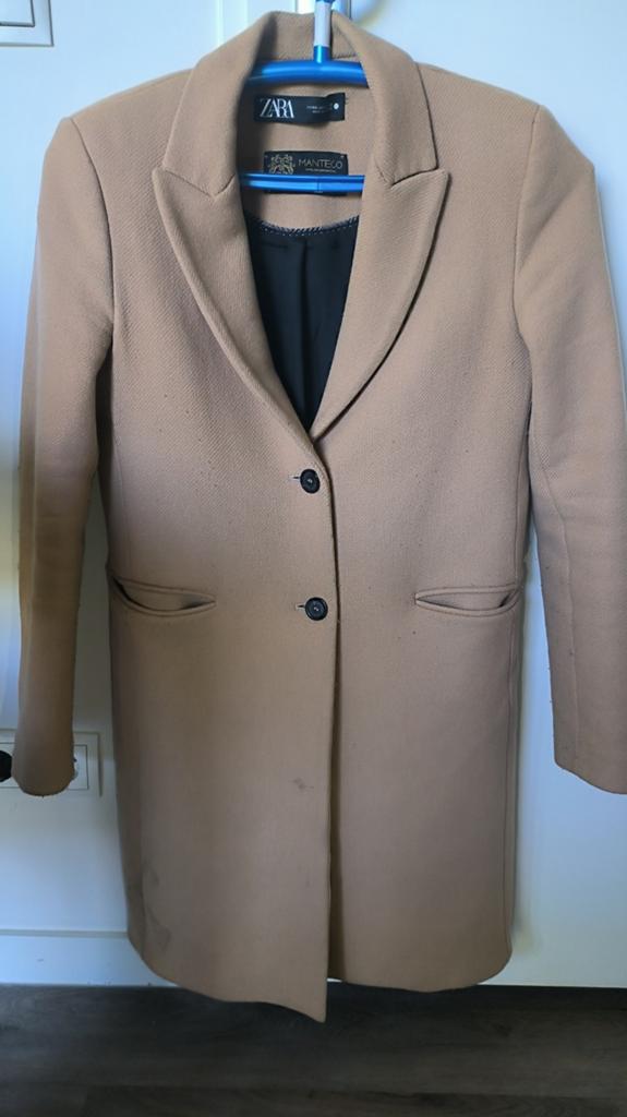 Zara Manteco wollen jas - Camel - Maat XS, Ophalen of Verzenden, Zo goed als nieuw, Maat 34 (XS) of kleiner, Beige