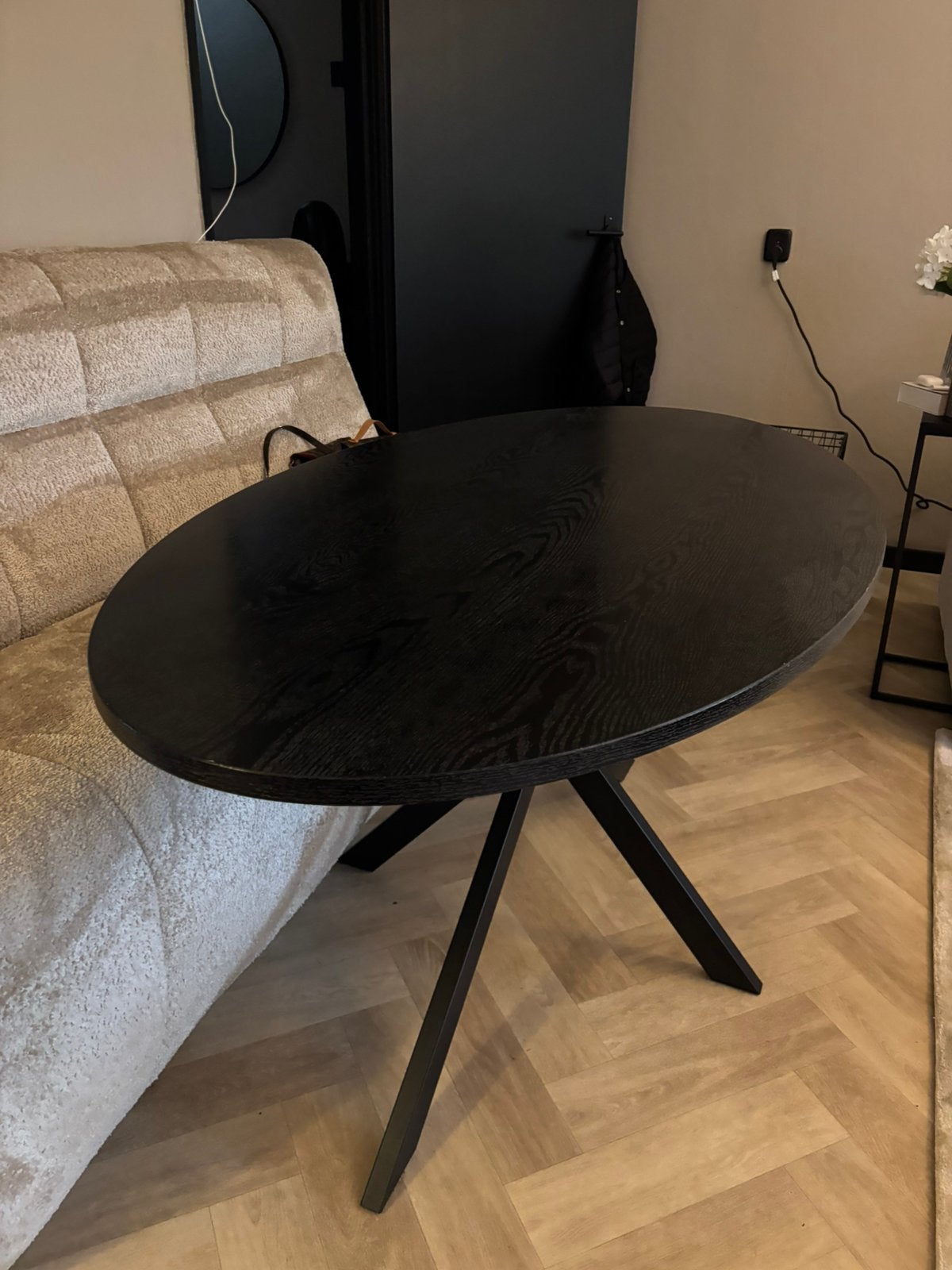 Zwarte ovale eettafel, Zo goed als nieuw, 150 tot 200 cm, Ovaal, 50 tot 100 cm
