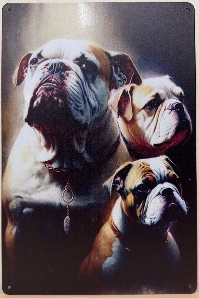Bulldog collage honden reclamebord van metaal wandbord deco