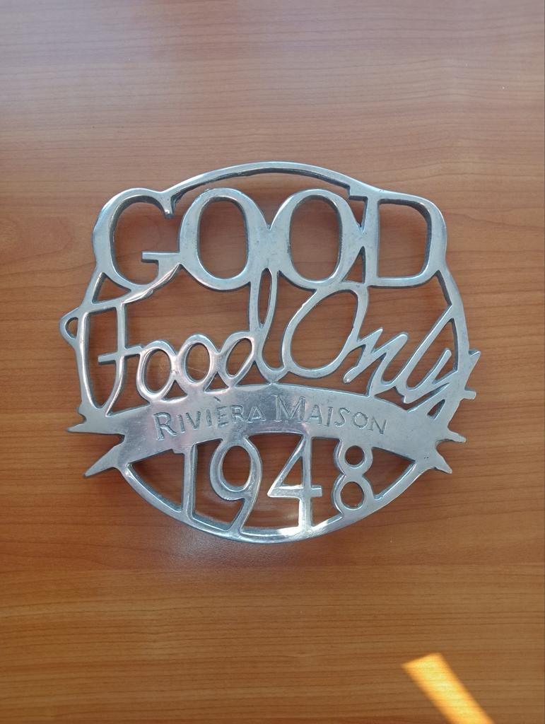 Riviera Maison Aluminium Onderzetter "Good Food Only", Ophalen of Verzenden