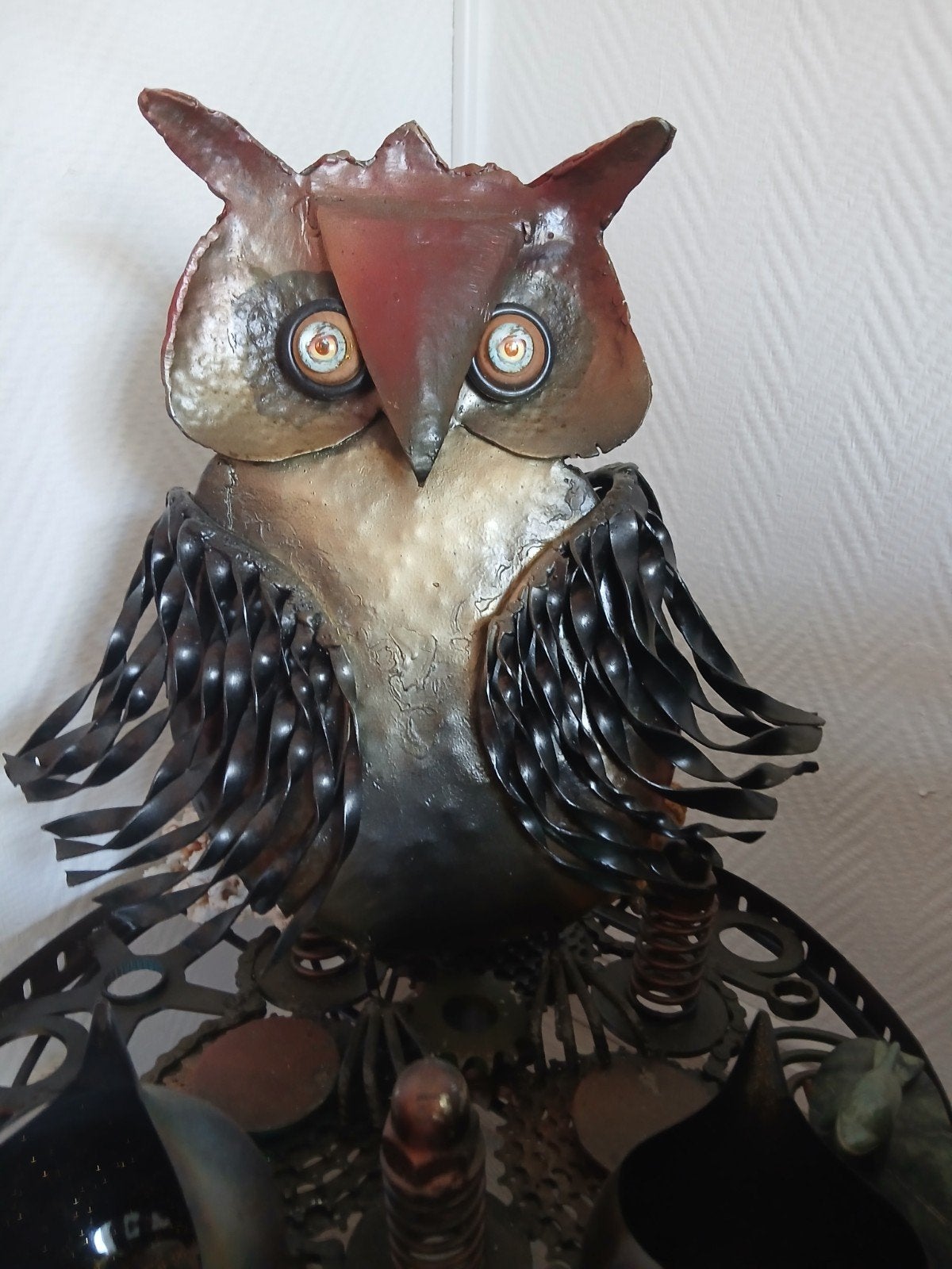 Metalen Uil Decoratie - Uniek Handgemaakt Kunstwerk, Gebruikt, Meerkleurig, Ophalen of Verzenden, Metaal