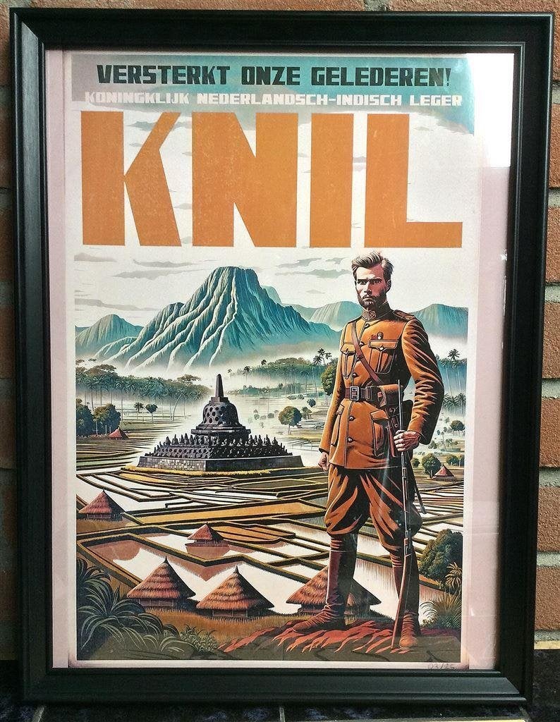 Unieke Koninklijk Nederlandsch Indisch Leger KNIL Poster, Verzamelen, Militaria | Algemeen, Verzenden, Landmacht, Nederland, Foto of Poster