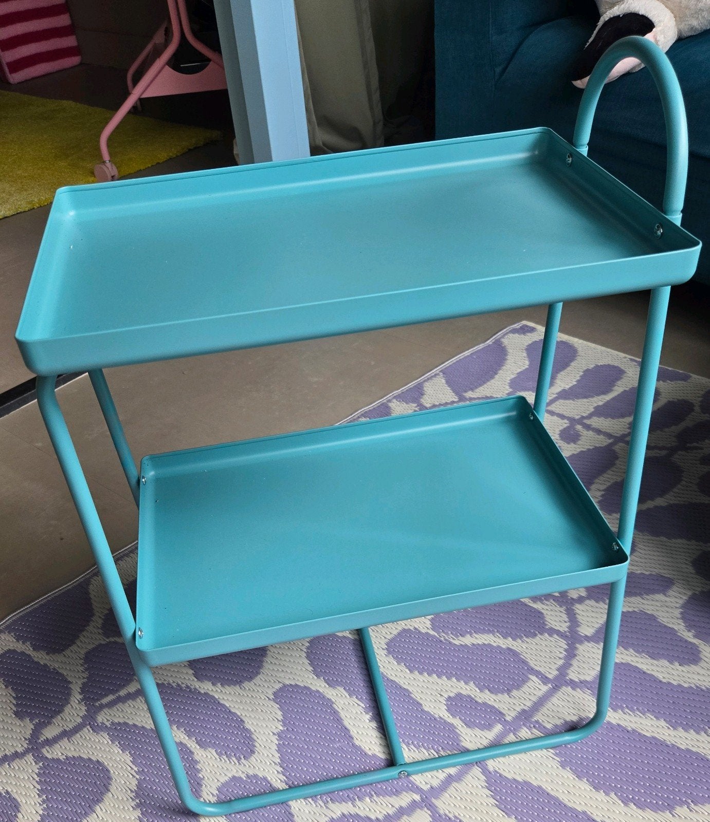 Turquoise bijzettafeltje ikea, Ophalen, Kunststof, Gebruikt, 50 tot 100 cm