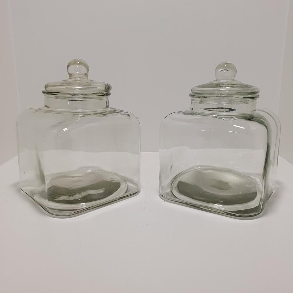 Set van 2 glazen voorraadpotten met deksel, Ophalen of Verzenden