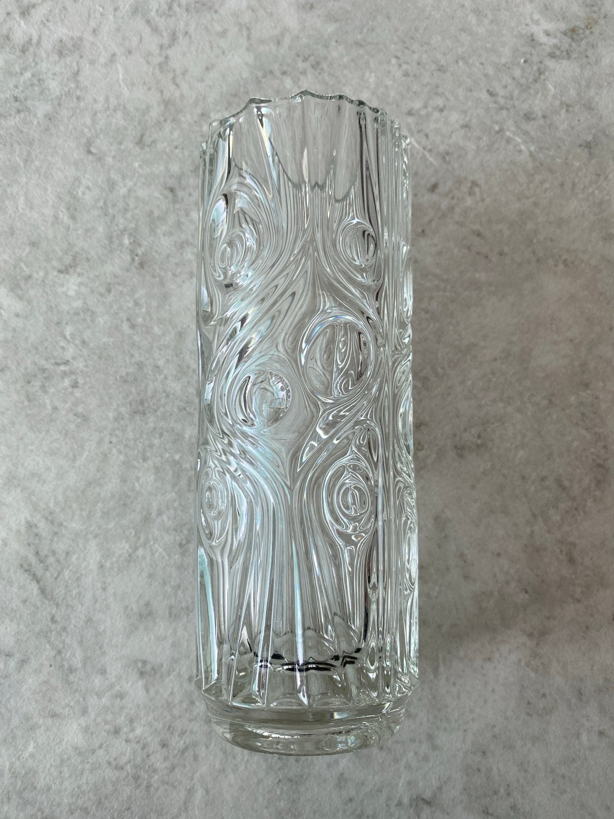 Vintage persglazen vaas  met Reliëfpatroon, Ophalen of Verzenden