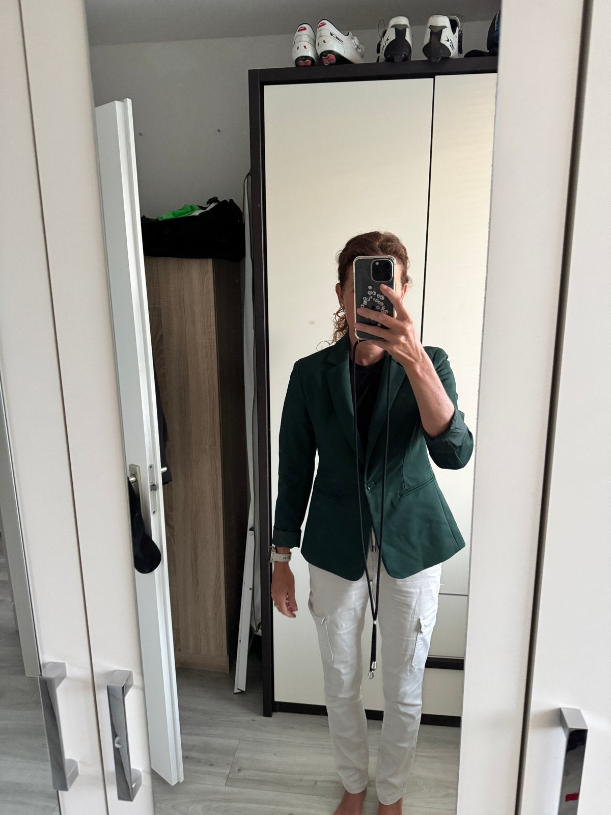 Groen gevoerd getailleerd colbert maat S, Kleding | Dames, Ophalen of Verzenden, Zo goed als nieuw, Jasje, Maat 36 (S)
