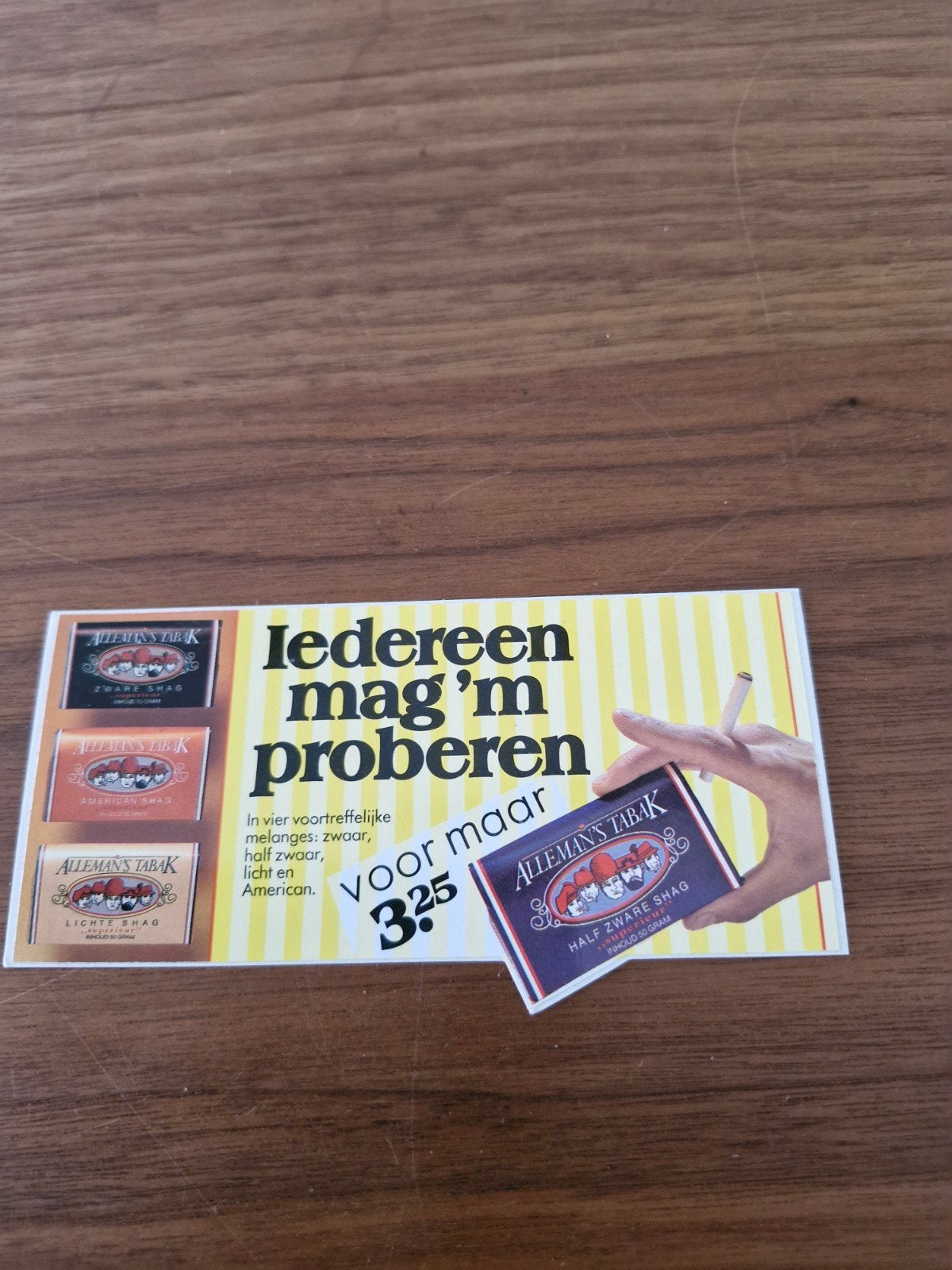 10189  Alleman's Tabak Sticker - Iedereen mag 'm proberen, Ophalen of Verzenden, Gebruikt, Overige typen