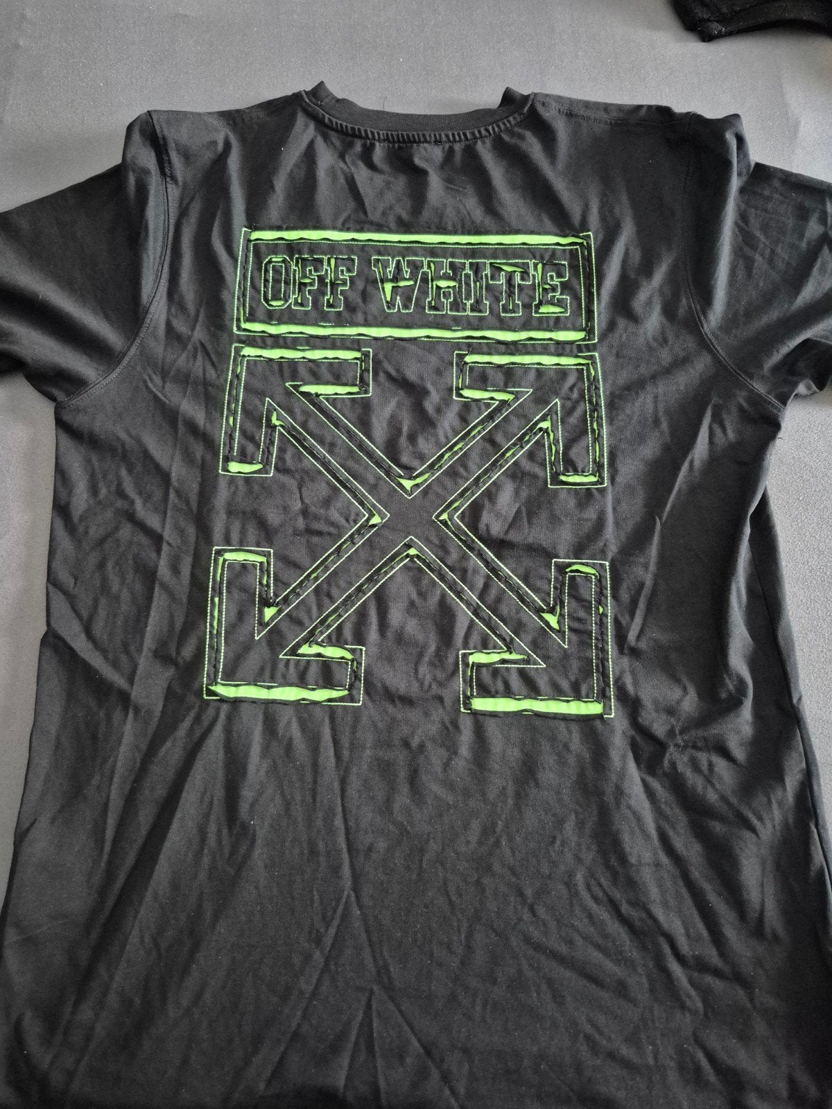 Off-White T-shirt met neon groene print look a like!, Off-White, Zwart, Overige maten, Ophalen of Verzenden