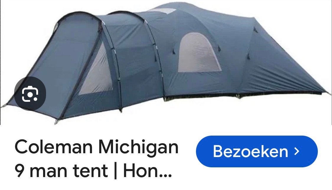 een ruime en degelijke Coleman Michiganfamilietent, Ophalen, Gebruikt, Meer dan 6
